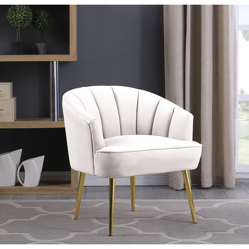 Chaise d'appoint en velours de 26 po de largeur, Velours blanc