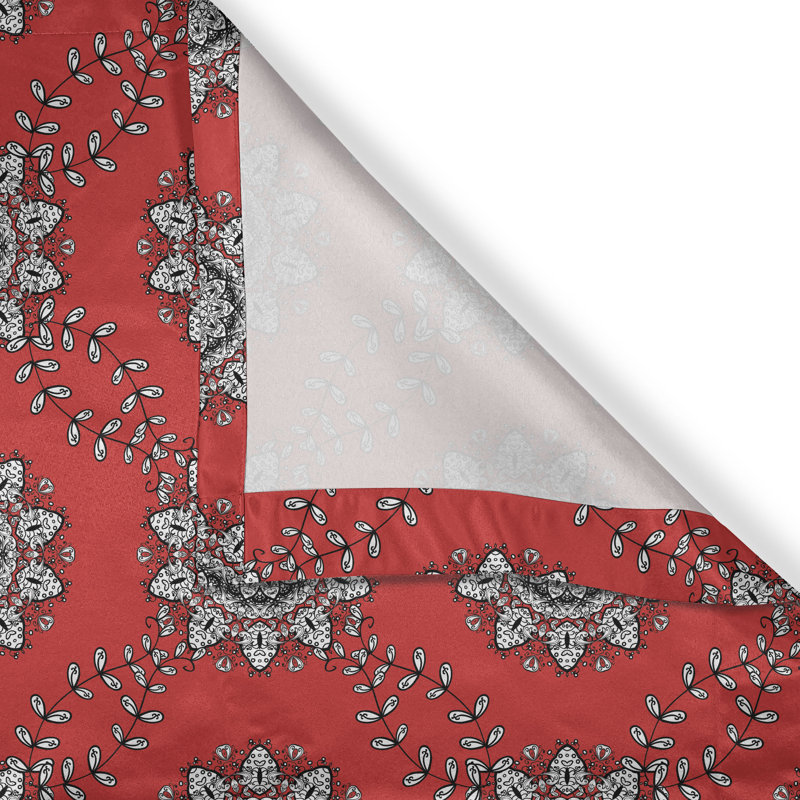 Rideau de fenêtre décoratif à 2 panneaux Latitude Run® Mandala, 50 po, blanc vermillon, L 50 po x L 72 po
