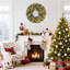 Couronne de Noël 24 po avec 50 lumières DEL, pommes de pin givrées et baies, décoration de porte à piles