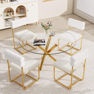 Round Glass Dining Table Set