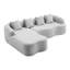 Canapé modulaire en L à compression complète avec méridienne incurvée, canapé modulaire gris en chenille, haute densité pour le salon en appartement-129424673-129424675