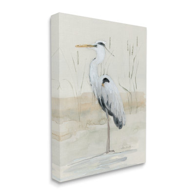 Au-393, toile, héron, rivière, aquarelle sur toile par Sally Swatland, peinture