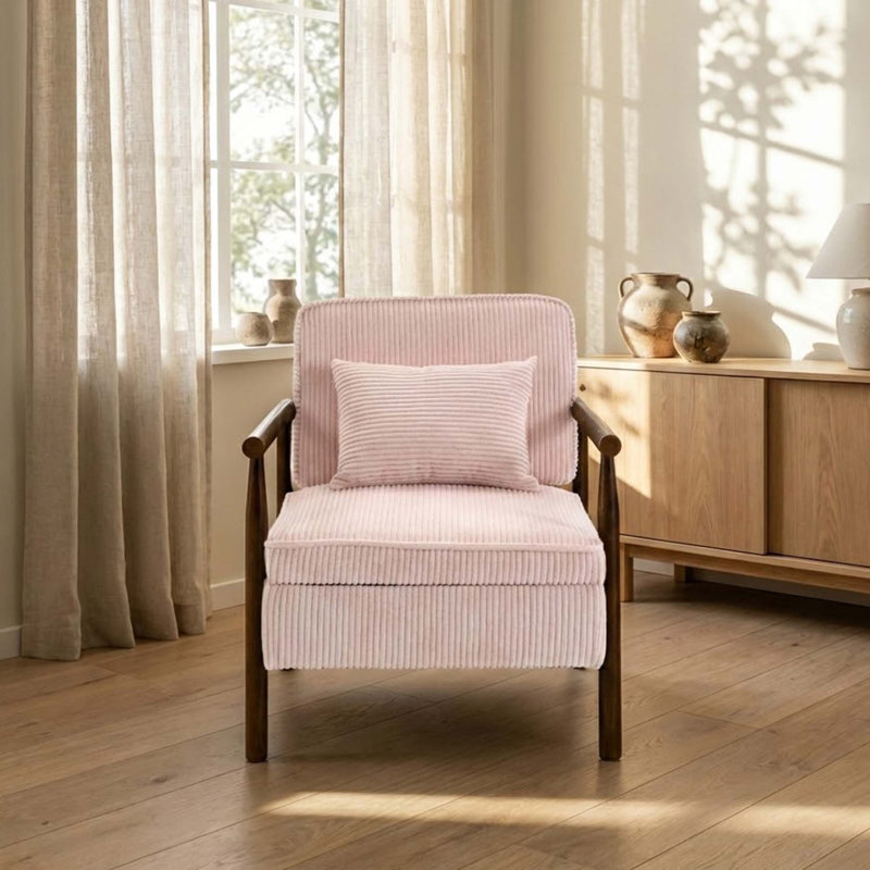 Chaise d'appoint moderne avec siège de rangement relevable, fauteuil de lecture rembourré en velours côtelé pour chambre à coucher, salon