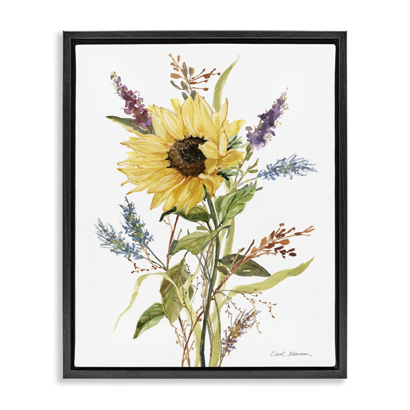 Ensemble de fleurs d'été, Cadre flottant noir de jais, H 21 po x l 17 po