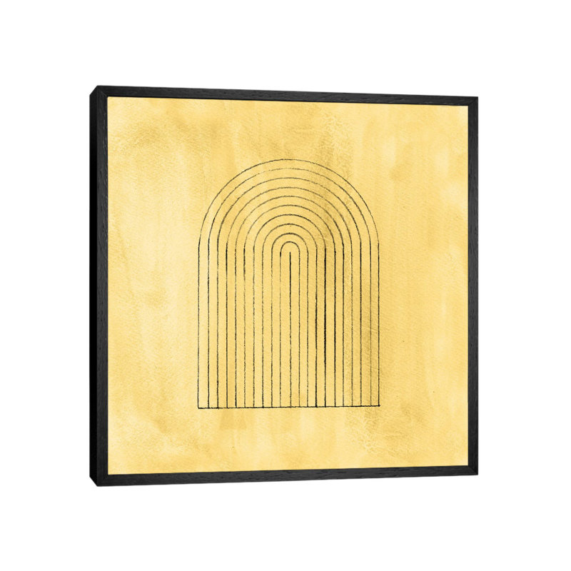 Mustard Mid Century Arch by Whales Way - Print on Canvas, 66.04cm H x 66.04cm W x 3.81cm D, Black Framed