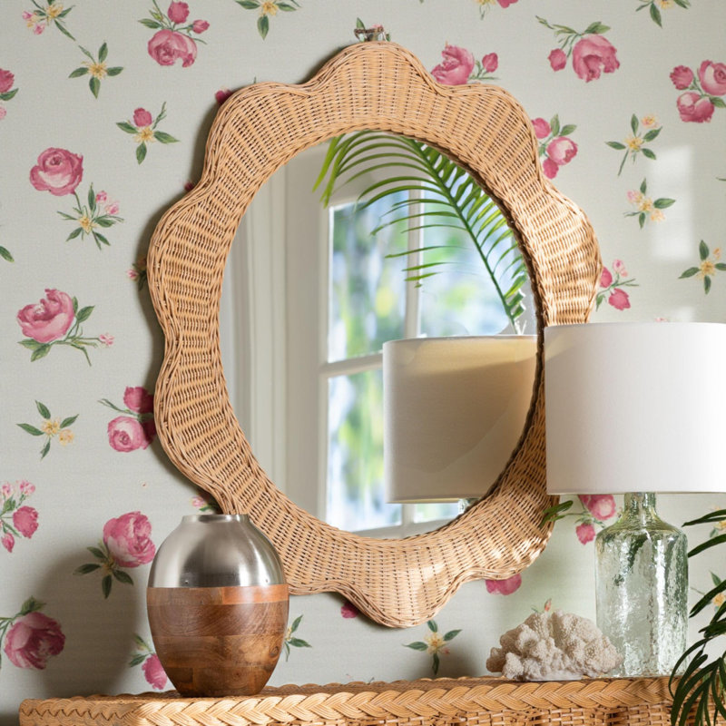 Miroir mural Gala Natural Rattan, Rond