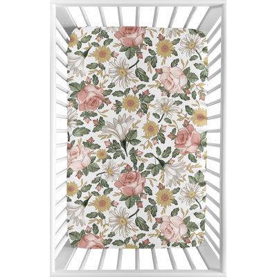 Vintage Floral Mini Fitted Crib Sheet