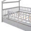 Lit double en bois avec deux tiroirs, gris-564437601