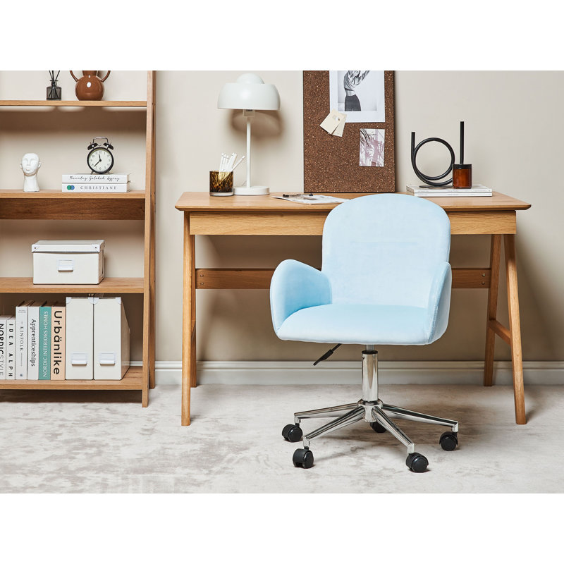 Leonardtown Velvet Office Chair, Light Blue