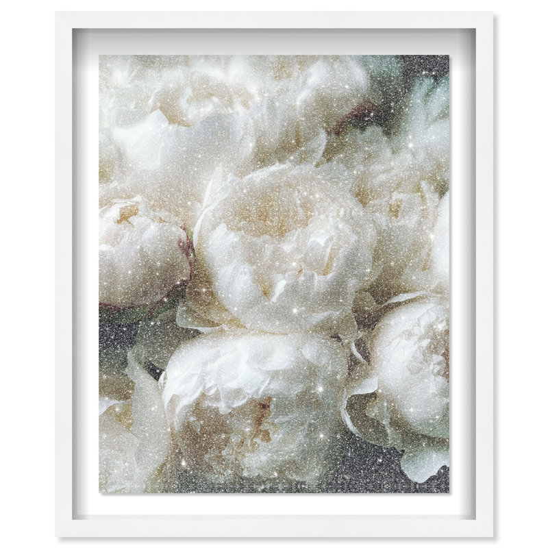 Milk White Muse Shadowbox Floral & Botanical Print by Oliver Gal, Black Frame, 16 x 20, 37.5"H x 31.5"W, White Shadowbox