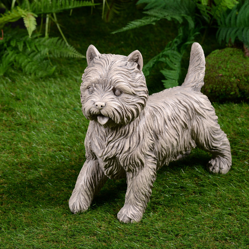 Statue de jardin Cairn Terrier gris taille réelle décoration de jardin, Gris