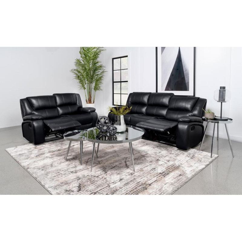 Roeder 2-Piece Upholstered Motion Reclining Sofa Set Black