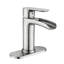 Robinet pour salle de bain à poignée simple - Nickel brossé avec plaque de pont et drain escamotable pour lavabo de salle de bain moderne-121628287