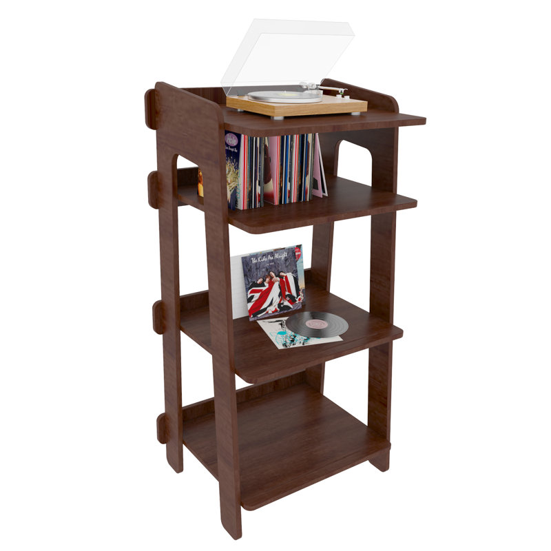 4 Tier Record Player Stand Turntable Stand Table with Record Storage Vinyl Record Storage Console Cabinet Modern Record Storage End Table Vinyl Holder Display Shelf for Bedroom Living Room