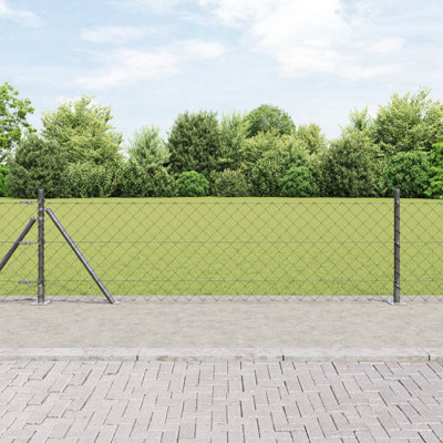 Vidaxl Chain Link Fence With 7 Flanged Posts Galvanised Steel