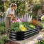 Boîte à fleurs surélevée pour jardin en métal galvanisé
