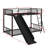 Sturdy Metal Bunk Bed With Slide, Twin Over Twin Design-364155921