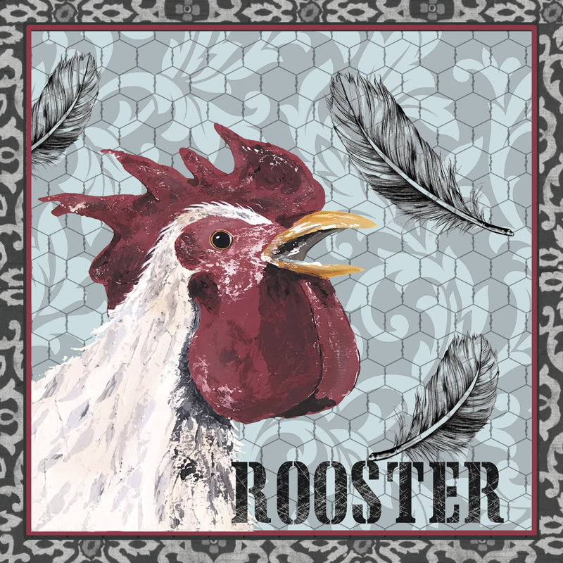 White Rooster I by Jade Reynolds - Wrapped Canvas Print, 30cm H x 30cm W