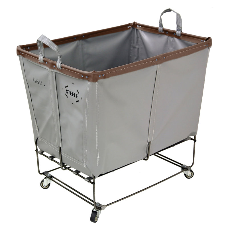 Rolling Laundry Basket with Handles, Brown Leather, 0