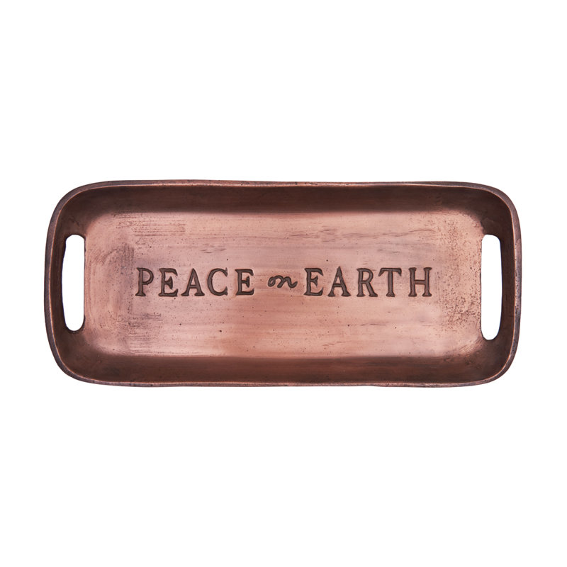 «Peace on Earth», plateau décoratif de Noël en bronze