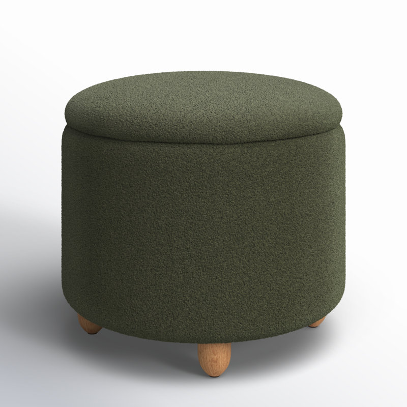 Mancora Upholstered Storage Ottoman, Olive Green Faux Shearling