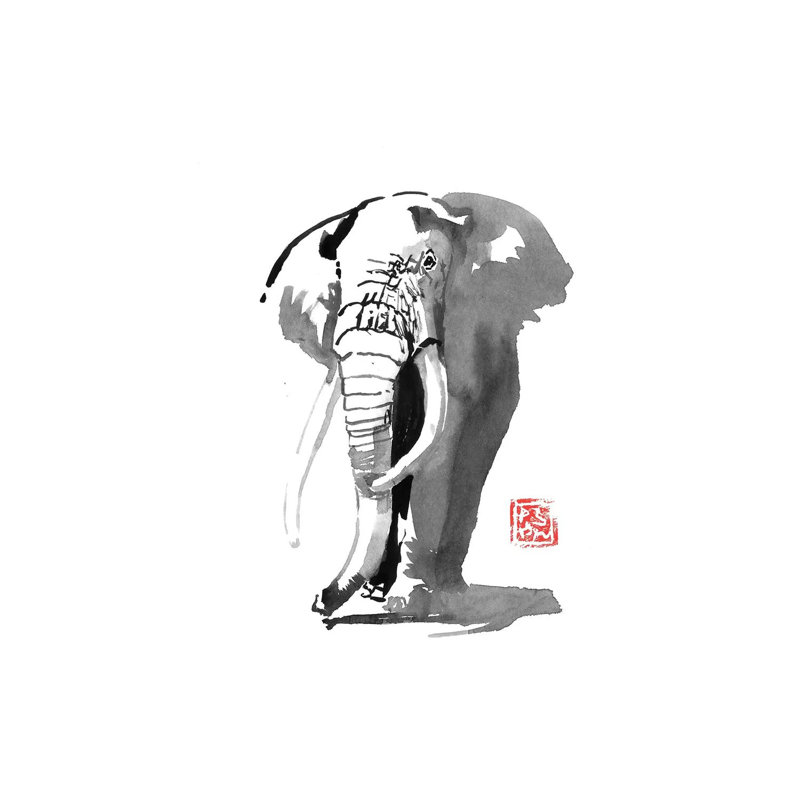 Elephant by Péchane - Print on Canvas, Wrapped Canvas, 101.6 cm H x 66.04 cm W x 1.91 cm D