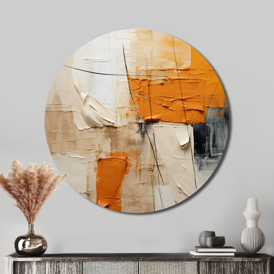 Textile Symphony II - Art abstrait rond en métal