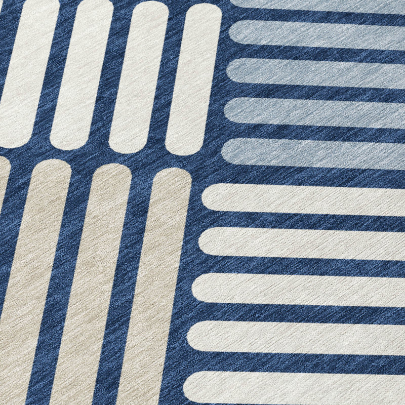 Machine Washable Indoor/Outdoor Bourkelands ACN2339 Geometric Rug, Rectangle 5' x 7'6"