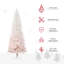 Sapin de Noël artificiel non éclairé 7 pi avec branches réalistes et base en acier, rose et blanc