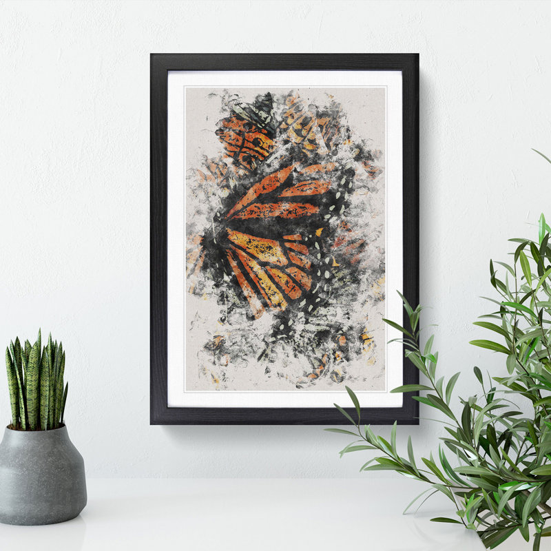 Monarch Butterflies Vol.1 Watercolour - Picture Frame Graphic Art, 36cm H x 27cm W x 2cm D, Black Framed