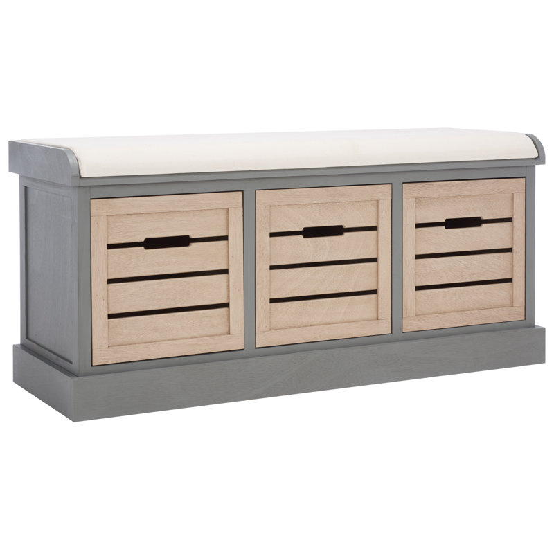 Banc de rangement South Ferry, Distressed Grey Frame / Sand Drawers