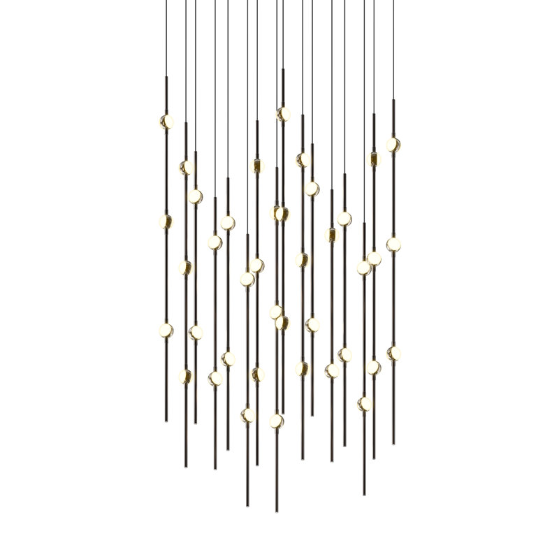 Constellation - Aries 24" Square LED Pendant - 2700K - 240" Cable, White Optical Acrylic, Espresso Black