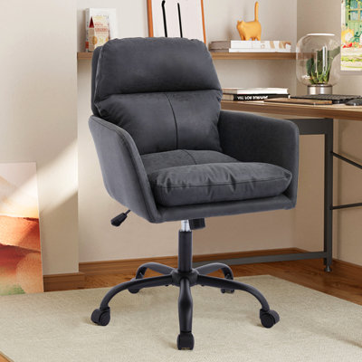 Cuir artificiel, similicuir, base noire, hauteur réglable, convient au bureau, à la chambre à coucher, à la coiffeuse et à d'autres environnements