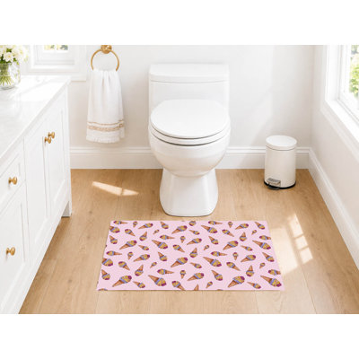 Tapis de toilette rectangulaire absorbant et antidérapant, motif crème glacée d'été
