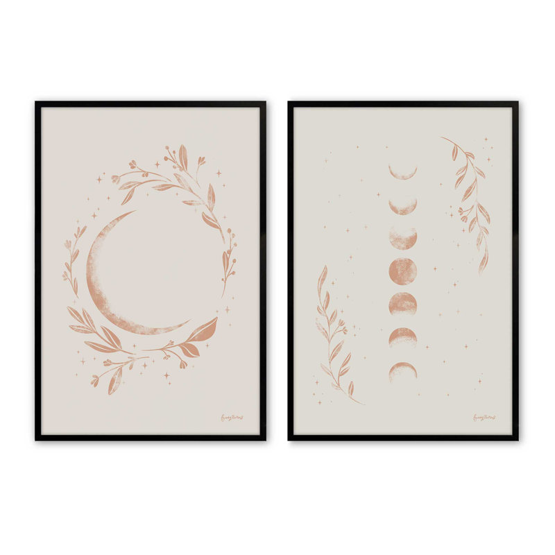 "Lunar Blossoms", ensemble de 2 - 2 pièces, Noir satiné, H 15 po x l 12 po