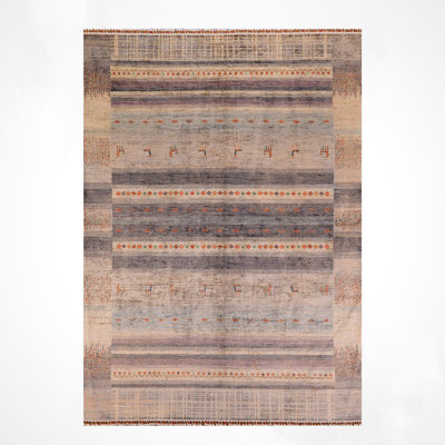 Original Hand Knotted Traditional Pattern Beige Wool and Cotton Rug
