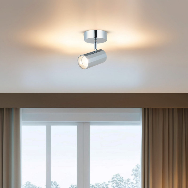 Lustre élégant en chrome avec base en métal, plaque de base 7,1 po x 7,1 po et hauteur de 7,1 po | Comprend une ampoule GU10 de 7 W | Luminaire élégant pour le salon, la salle à manger et les entrées | Certifié IP20