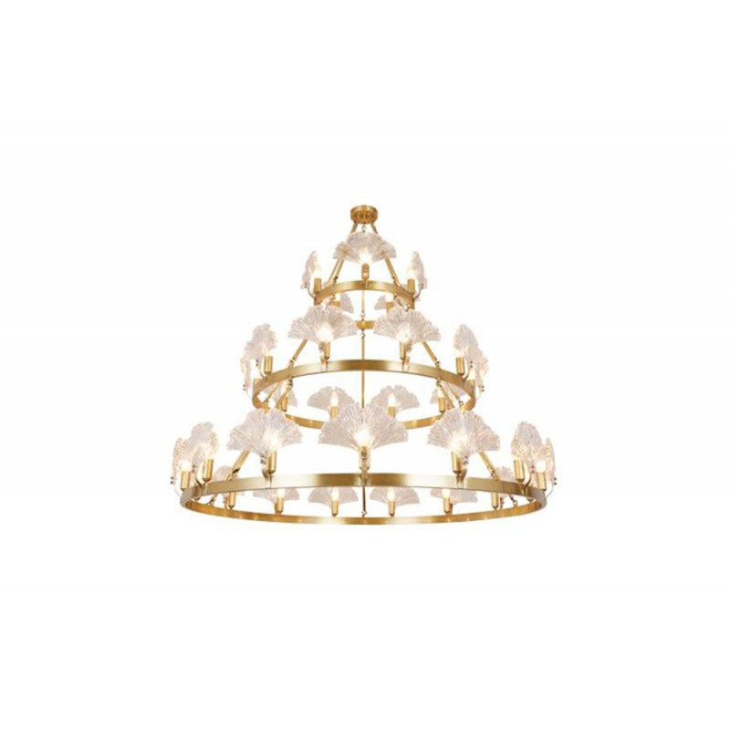 Lustre rond clair en laiton massif Elyne, Bronze brillant, Fumée, 60 po de diamètre x 89 po de hauteur