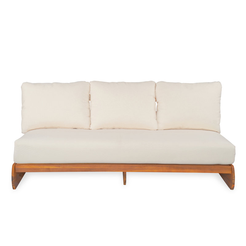 Outdoor Acacia Lazy 3 Seater, Beige, Beige Cushion/Teak Frame