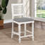 Antique White Grey Counter Height Dining Chairs, 2Pc, Solid Wood, Fabric Cushions, Turned Legs, Back, Rustic Chairs For Intrigue 2Pc And Grey, Back Home Use