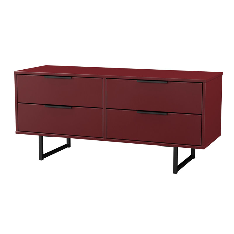 Bisceglia 115cm W 4 - Drawer Chest of Drawers, Red