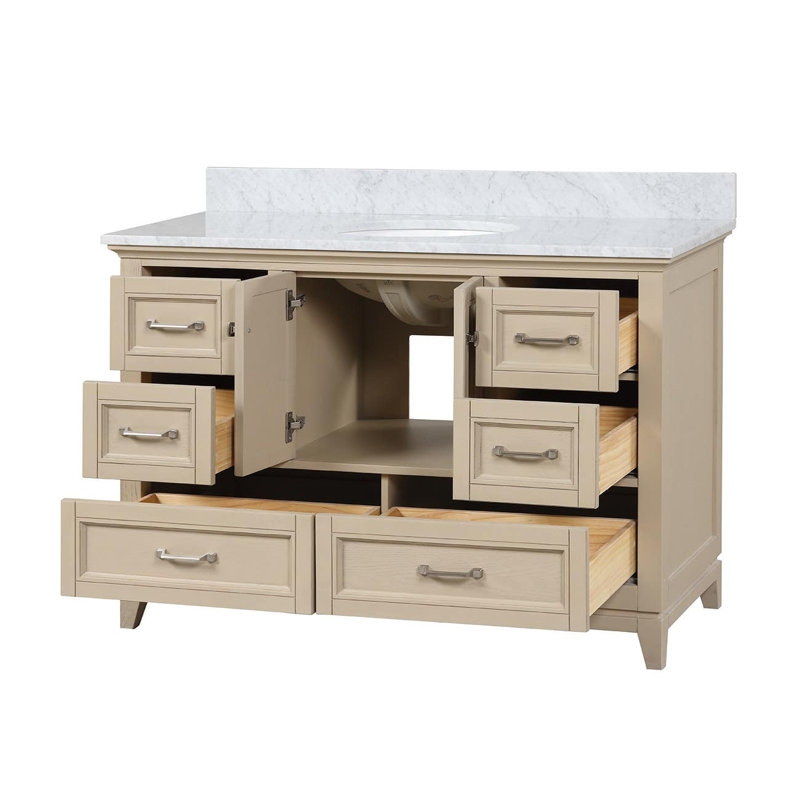 Ensemble de meuble-lavabo simple 48 po Lily, Chêne clair, Blanc