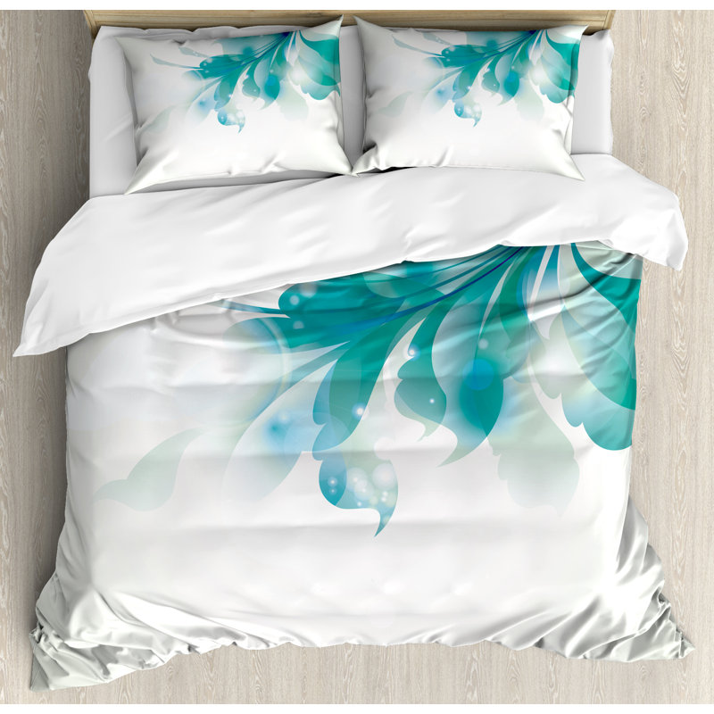 Abstract Modern & Contemporary Polyester Floral Duvet Cover, Queen