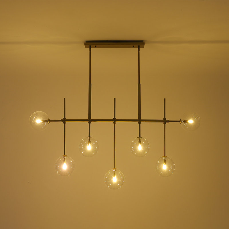 Lustre moderne 7 lumières en verre transparent