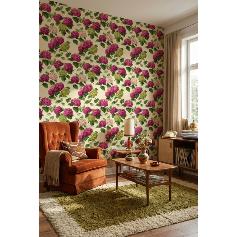 Hydrangea Wallpaper Vintage Elegant Wall Mural, Peel&Stick