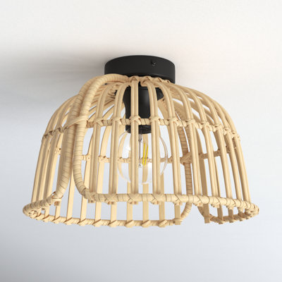 Jameson Single Light Wood Flush Mount