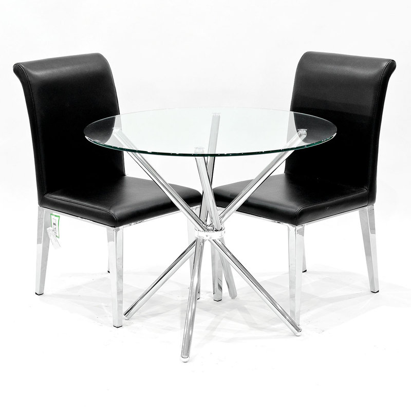 Desborough 2 - Person Dining Set, Black, Chrome