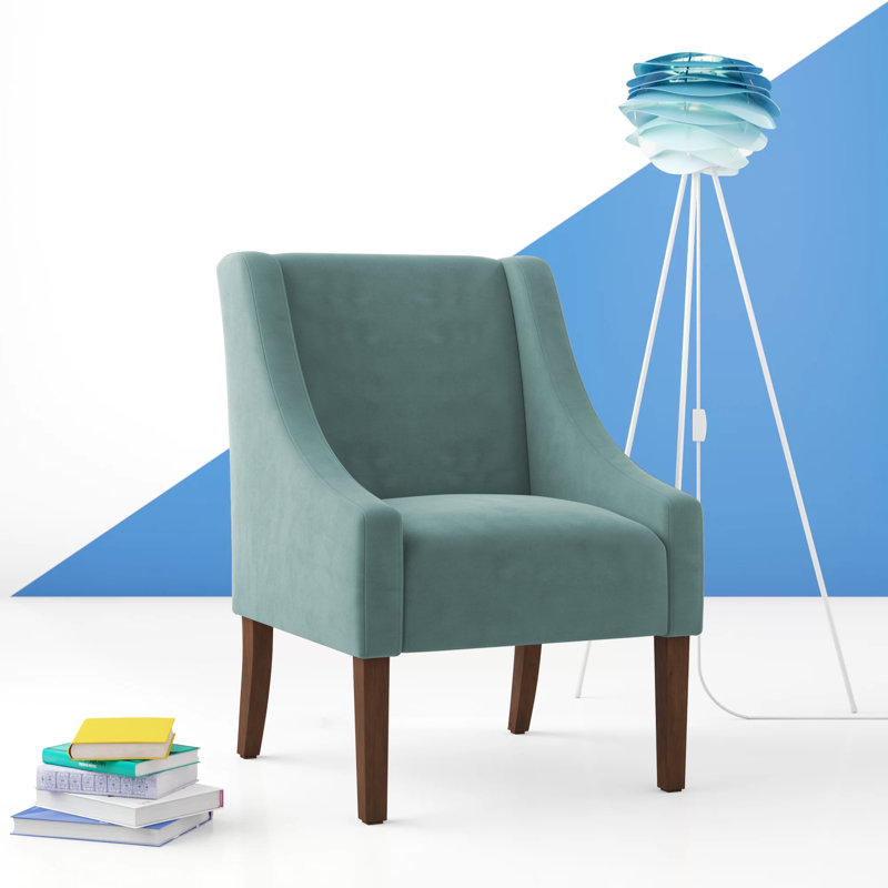 Fauteuil en polyester 62,87 po Myia, Velours bleu pacifique