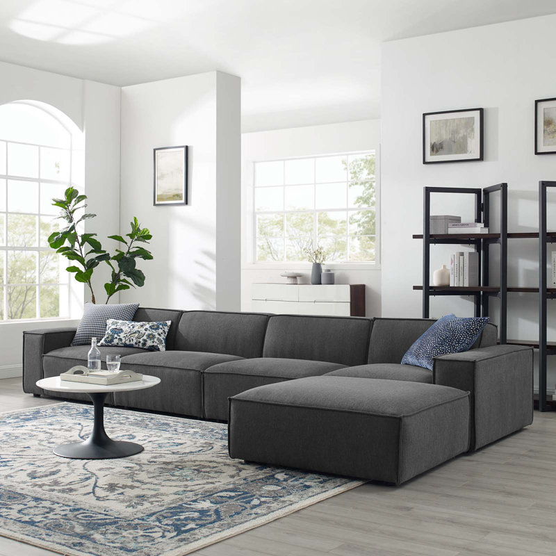 Canapé modulaire 5 pièces Restore, Polyester gris anthracite