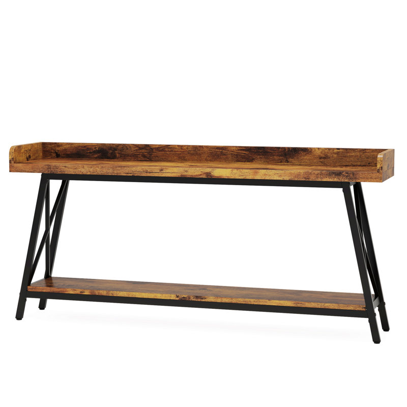 Industrial Console Table, Narrow Entryway Table, Accent Table For Living Room, Rustic Brown